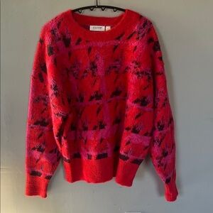 Cloth By Design Red, Pink and Black Patterned Sweater Small